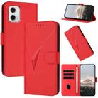 For Motorola Moto G73 Triangle Pattern Buckle Clasp Leather Phone Case(Red) - 1