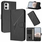 For Motorola Moto G73 Triangle Pattern Buckle Clasp Leather Phone Case(Black) - 1