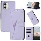 For Motorola Moto G73 Triangle Pattern Buckle Clasp Leather Phone Case(Light Purple) - 1