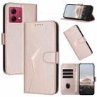 For Motorola Moto G84 5G Triangle Pattern Buckle Clasp Leather Phone Case(Rose Gold) - 1