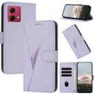 For Motorola Moto G84 5G Triangle Pattern Buckle Clasp Leather Phone Case(Light Purple) - 1