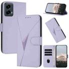 For Motorola Moto G 5G 2024 Triangle Pattern Buckle Clasp Leather Phone Case(Light Purple) - 1