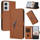 For Motorola Edge 50 Fusion Triangle Pattern Buckle Clasp Leather Phone Case(Brown) - 1
