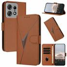 For Motorola Edge 50 Pro Triangle Pattern Buckle Clasp Leather Phone Case(Brown) - 1
