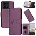 For Motorola Moto G 2025 Triangle Pattern Buckle Clasp Leather Phone Case(Dark Purple) - 1