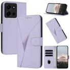 For Motorola Moto G 2025 Triangle Pattern Buckle Clasp Leather Phone Case(Light Purple) - 1