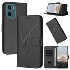 For Motorola Moto G05 Triangle Pattern Buckle Clasp Leather Phone Case(Black) - 1