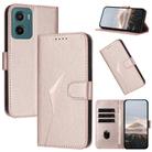 For Motorola Moto G05 Triangle Pattern Buckle Clasp Leather Phone Case(Rose Gold) - 1