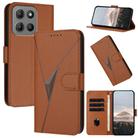 For Motorola Moto G15 Triangle Pattern Buckle Clasp Leather Phone Case(Brown) - 1