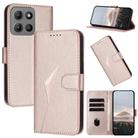 For Motorola Moto G15 Triangle Pattern Buckle Clasp Leather Phone Case(Rose Gold) - 1