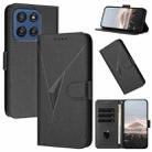 For Motorola Edge 60 Triangle Pattern Buckle Clasp Leather Phone Case(Black) - 1