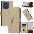 For Motorola Edge 60 Triangle Pattern Buckle Clasp Leather Phone Case(Gold) - 1