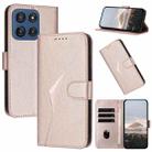 For Motorola Edge 60 Triangle Pattern Buckle Clasp Leather Phone Case(Rose Gold) - 1