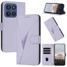 For Motorola Edge 60 Triangle Pattern Buckle Clasp Leather Phone Case(Light Purple) - 1