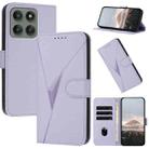 For Motorola Edge 60 Pro Triangle Pattern Buckle Clasp Leather Phone Case(Light Purple) - 1