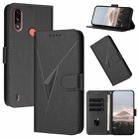 For Motorola Moto E7 Power Triangle Pattern Buckle Clasp Leather Phone Case(Black) - 1