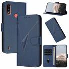 For Motorola Moto E7 Power Triangle Pattern Buckle Clasp Leather Phone Case(Royal Blue) - 1