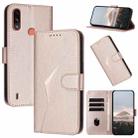 For Motorola Moto E7 Power Triangle Pattern Buckle Clasp Leather Phone Case(Rose Gold) - 1
