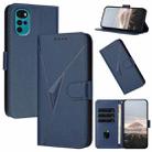 For Motorola Moto G22 Triangle Pattern Buckle Clasp Leather Phone Case(Royal Blue) - 1