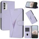 For Motorola Moto G52 Triangle Pattern Buckle Clasp Leather Phone Case(Light Purple) - 1
