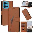 For Motorola Moto G75 5G Triangle Pattern Buckle Clasp Leather Phone Case(Brown) - 1