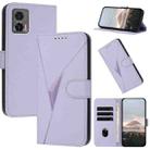 For Motorola Edge 30 Neo Triangle Pattern Buckle Clasp Leather Phone Case(Light Purple) - 1