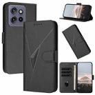 For Motorola Edge 50 Neo Triangle Pattern Buckle Clasp Leather Phone Case(Black) - 1