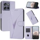 For Motorola Edge 50 Neo Triangle Pattern Buckle Clasp Leather Phone Case(Light Purple) - 1