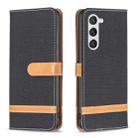For Samsung Galaxy S25 5G Color Block Denim Texture Leather Phone Case(Black) - 1