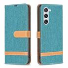 For Samsung Galaxy S25 5G Color Block Denim Texture Leather Phone Case(Green) - 1