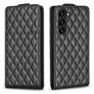 For Samsung Galaxy S25 5G Diamond Lattice Vertical Flip Leather Phone Case(Black) - 1