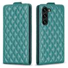 For Samsung Galaxy S25 5G Diamond Lattice Vertical Flip Leather Phone Case(Green) - 1