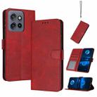 For Motorola Edge 50 Neo Solid Calf Texture Flip Leather Phone Case(Red) - 1