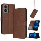 For Motorola Moto G35 Solid Calf Texture Flip Leather Phone Case(Brown) - 1