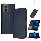 For Motorola Moto G55 Solid Calf Texture Flip Leather Phone Case(Dark Blue) - 1