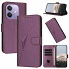 For OPPO A3x Global Triangle Pattern Buckle Clasp Leather Phone Case(Dark Purple) - 1