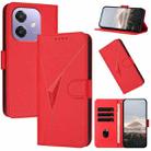 For OPPO A3x Global Triangle Pattern Buckle Clasp Leather Phone Case(Red) - 1