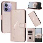 For OPPO A3x Global Triangle Pattern Buckle Clasp Leather Phone Case(Rose Gold) - 1