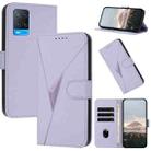 For OPPO A54 4G Triangle Pattern Buckle Clasp Leather Phone Case(Light Purple) - 1