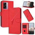 For OPPO A57 5G Triangle Pattern Buckle Clasp Leather Phone Case(Red) - 1