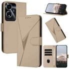 For OPPO A59 5G Triangle Pattern Buckle Clasp Leather Phone Case(Gold) - 1