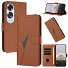 For OPPO A60 Triangle Pattern Buckle Clasp Leather Phone Case(Brown) - 1