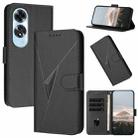 For OPPO A60 Triangle Pattern Buckle Clasp Leather Phone Case(Black) - 1