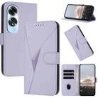 For OPPO A60 Triangle Pattern Buckle Clasp Leather Phone Case(Light Purple) - 1