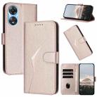 For OPPO A78 4G Triangle Pattern Buckle Clasp Leather Phone Case(Rose Gold) - 1