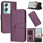 For OPPO A79 5G Triangle Pattern Buckle Clasp Leather Phone Case(Dark Purple) - 1