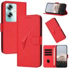 For OPPO A79 5G Triangle Pattern Buckle Clasp Leather Phone Case(Red) - 1