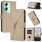 For OPPO A79 5G Triangle Pattern Buckle Clasp Leather Phone Case(Gold) - 1