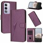 For OPPO A80 Triangle Pattern Buckle Clasp Leather Phone Case(Dark Purple) - 1