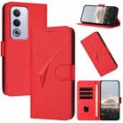 For OPPO A80 Triangle Pattern Buckle Clasp Leather Phone Case(Red) - 1